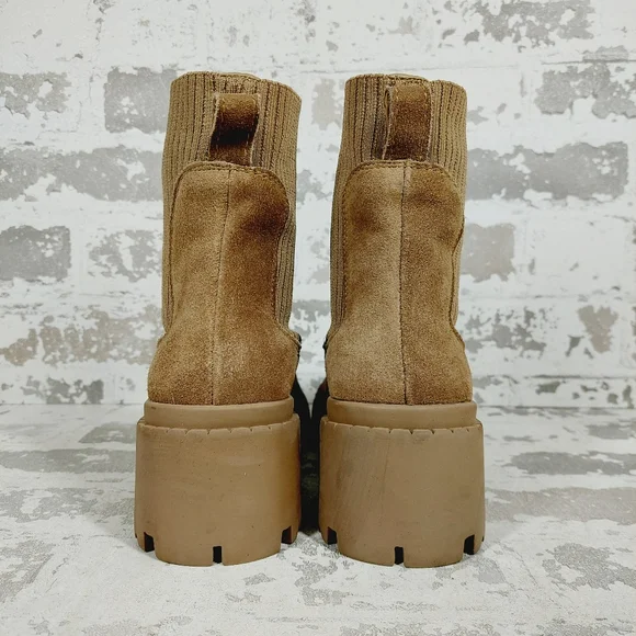 NEW Steve Madden Shoes Hayle Sand Suede Heeled Ankle Chelsea Boots i107 - Picture 5 of 10